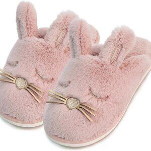 Women Bunny Slippers Fuzzy Animal Memory Foam Indoor Outdoor Waterproof